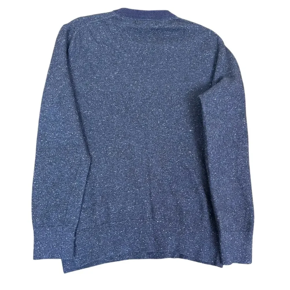 Banana Republic Sweater Mens Medium Blue Tweed Wool Silk Crew Neck Speckled